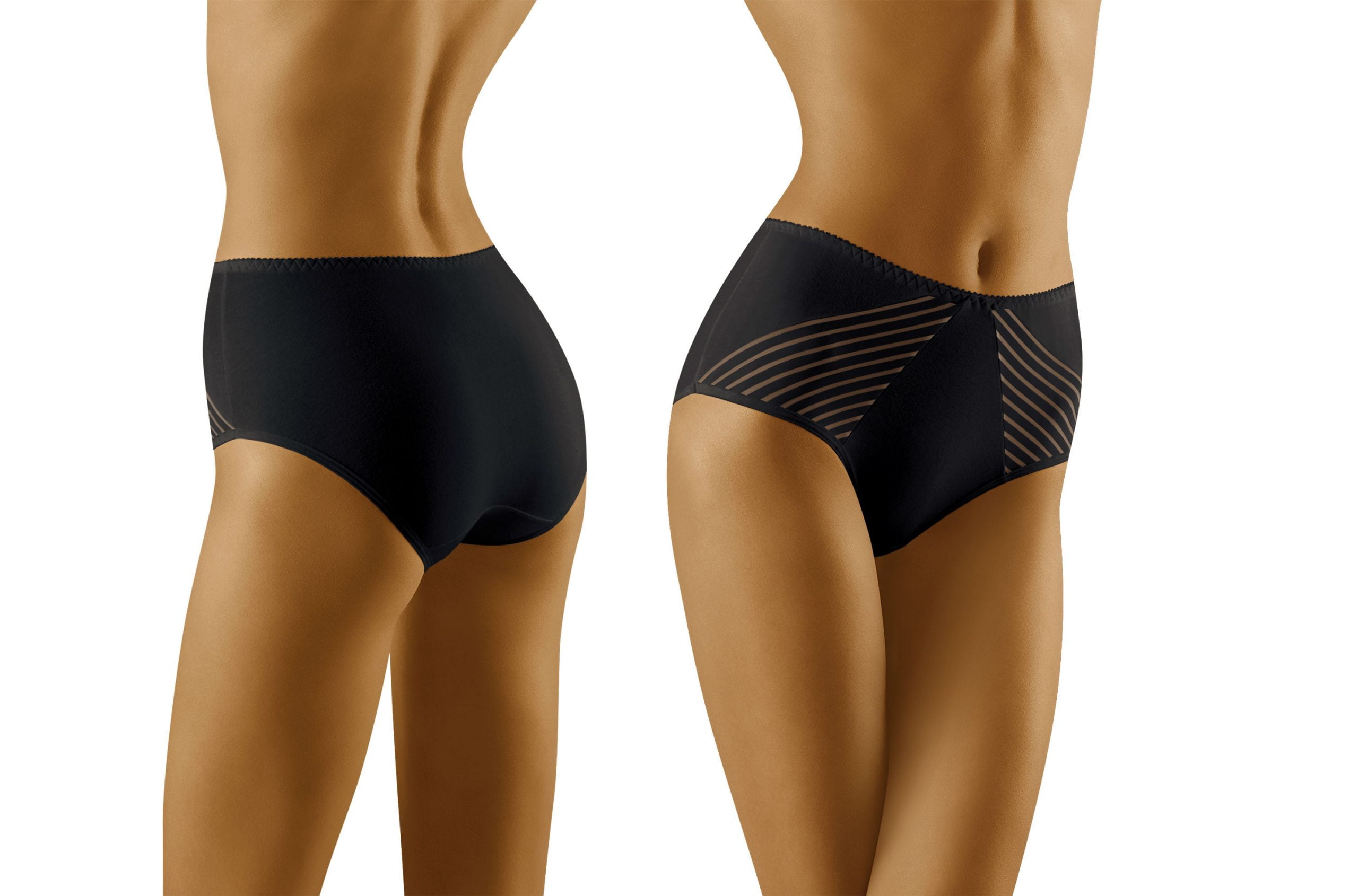 Wolbar Mutandine Donna WB88 In Microfibra | Nero Taglia S Con Ricamo Tulle